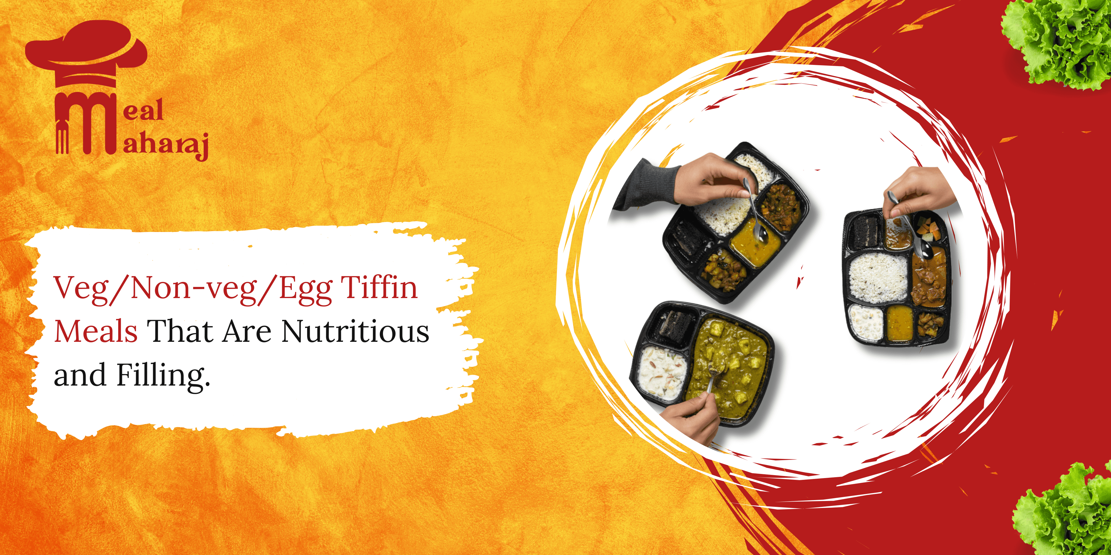 Veg, non-veg, and egg tiffin meals served in separate lunch boxes on an office desk.